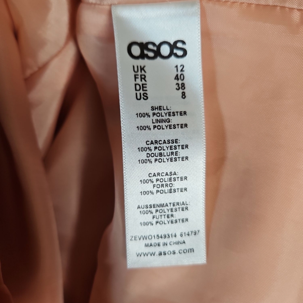 ASOS Coquette Peach Heart Cut Out Cap Sleeve Shift Dress Size 8 - Picture 9 of 10